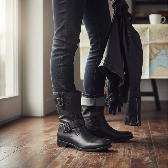 Prada Boots Moto Booties Size 38.5 (US 8) EUC - Picture 1 of 13